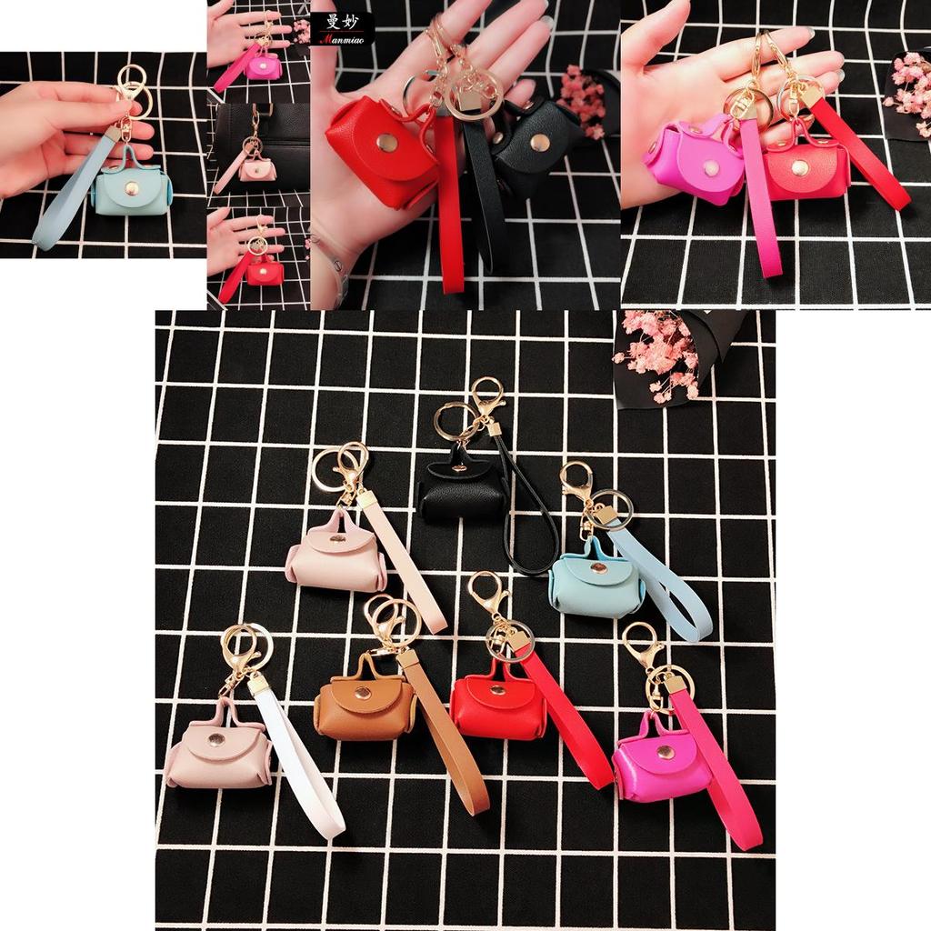 Exquisite Mini Pu Leather Handbag Keychain Fashionable Bag Pendant For Couples