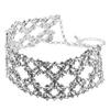 Multilayer Rhinestone Alloy Choker Collar Necklace Elegant Lady Decor Silver