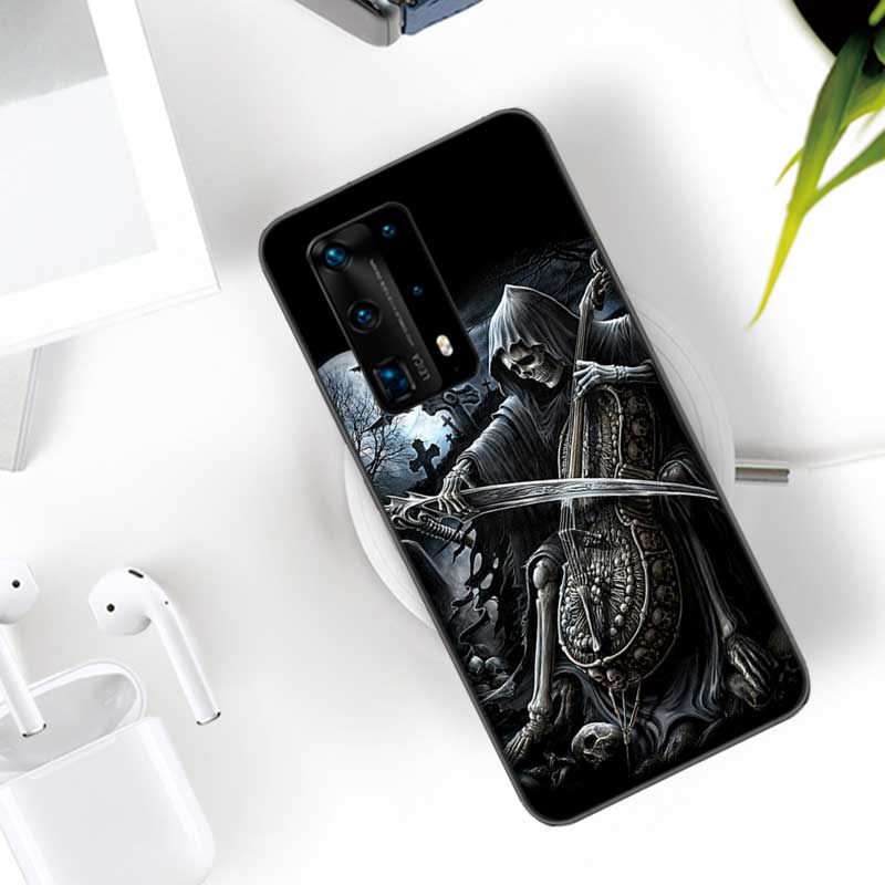 Grim Reaper Skull Skeleton Soft Clear Phone Case For Huawei P30 Lite P10 P20 P40 P50 Pro Mate 40 Pro 30 20 10 Lite Cover Silicon