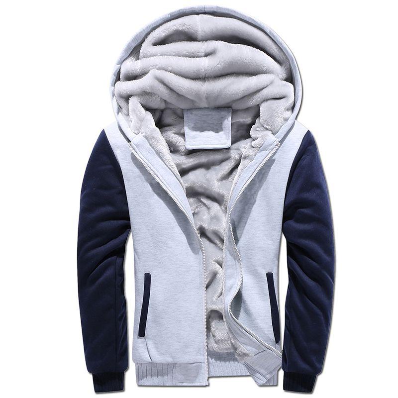 Thick Warm Mens Fleece Fur Lined Hoodie Zip Up Winter Coat Jacket Top Sweatshirt