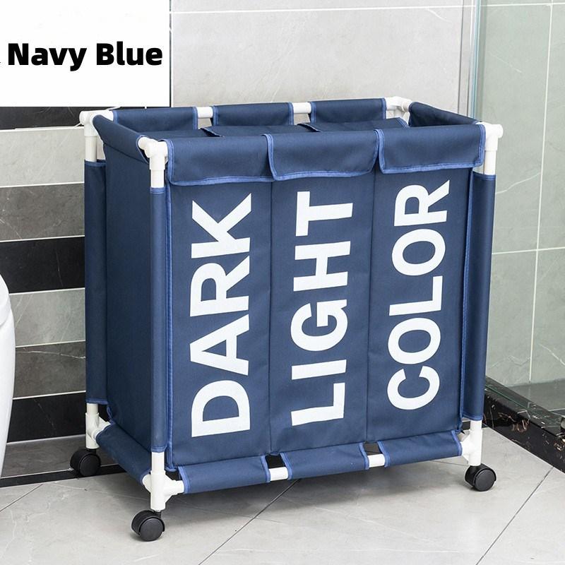 Rolling Laundry Basket Organizer 3 Grid Large Laundry Hamper Bin Waterproof Laundry Bags For Dirty Clothes Storage Box On Wheels