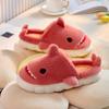 Winter New Funny Shark Slippers Women Warm Plush Anti-skid Flat Home Slippers Comfortable Thick Platform Cartoon Cotton Slippers