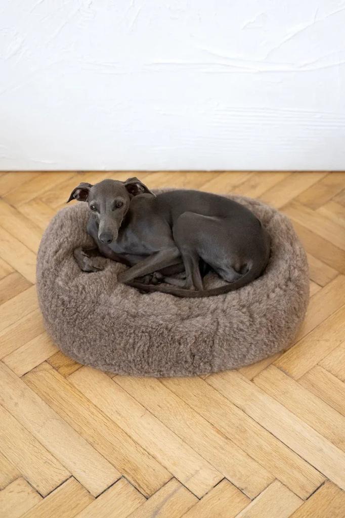 Oval Natural Wool Pet Bed - Beige 60 Cm
