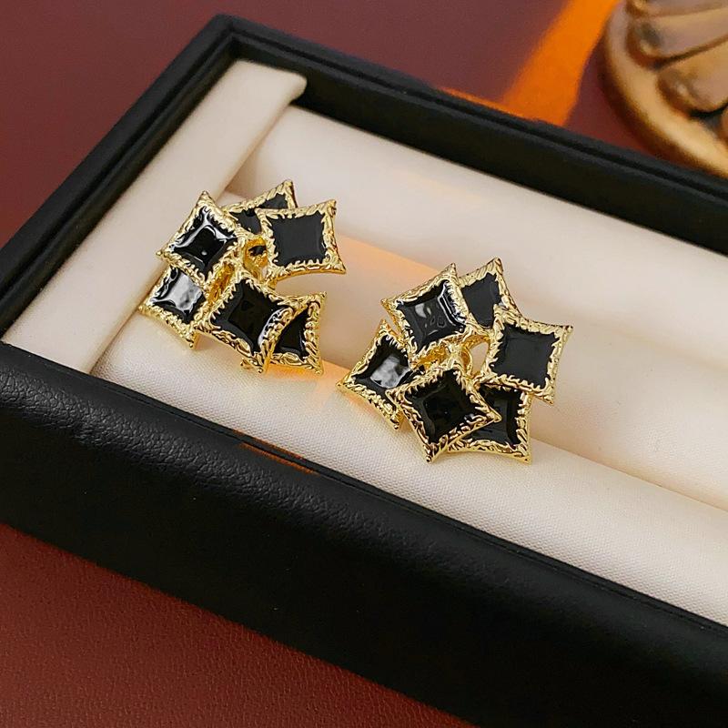 

Серебряные игольчатые двухслойные квадратные серьги-капли с маслом, французские ретро-серьги с креативным дизайном, легкие, роскошные, высококлассные серьги-ощущения 1#