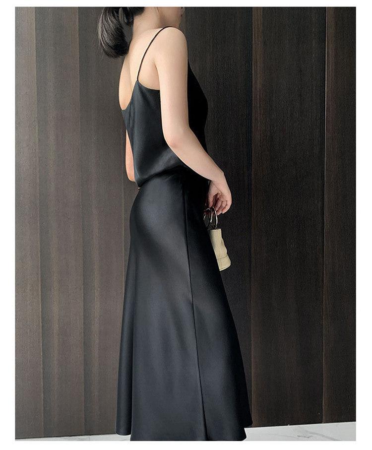 Damen A-Linien-Maxi-Rock 2026 Frühjahr/Sommer Petite Diagonal Schnitt Triacetat-Satin