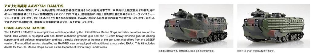 Aoshima Bunka Kyozai Military Model Series SP US Marine Corps AAVP7A1 Plastic Model Kit Co., Ltd. (AOSHIMA) 1/72 RAM/RS