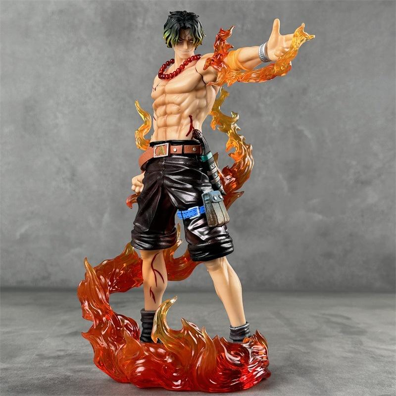 

Anime One Piece Figure Flame Fingertip Ace Top Decisive Battle Standing Posture Scene Collect Statue Model Desk Toys Gift