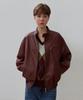 Hane Übergroßer Biker-Lederblouson_Burgund