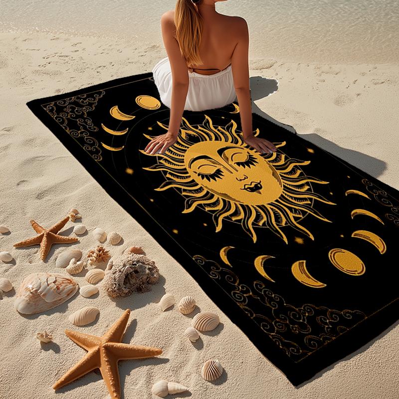 Pentagramm und Mond Kunstwerk Strandtuch, Superweiche Mikrofaser, Geschenk für Sie/Ihn, Geburtstag, für Pool, Strand, Reisen, Heimdeko Fan-Geschenke