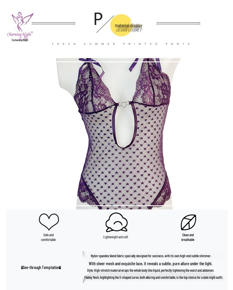Lace Crotchless Bodysuit - French Flirty See-through Lingerie