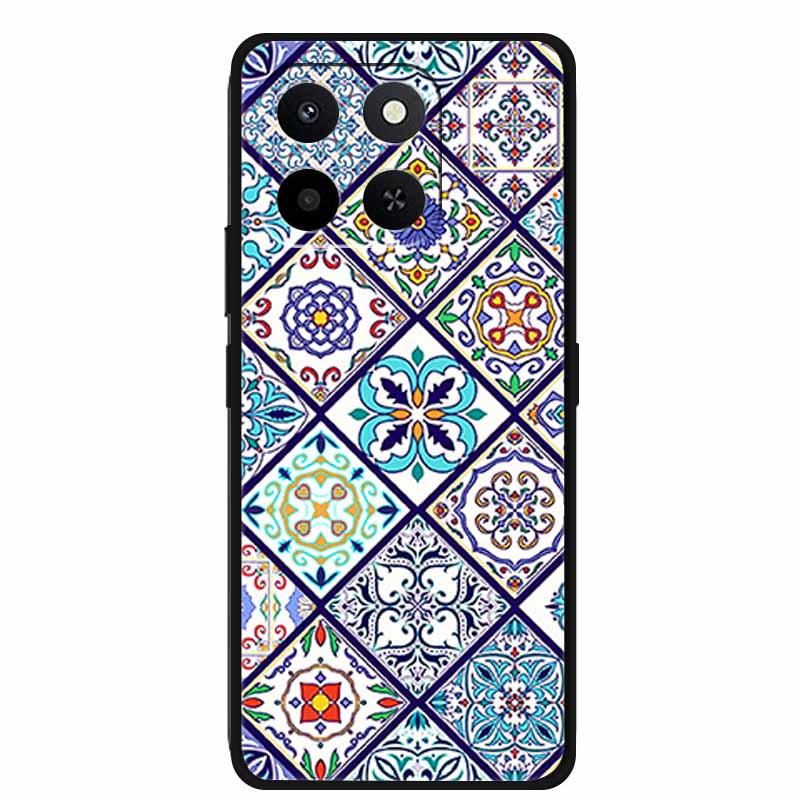 3D Emboss Case For Honor Play 10T 400 Smart 4G 5G Relief Flower Back Cover Black TPU Silicone Soft Case For Honor X7d 4G 5G Para