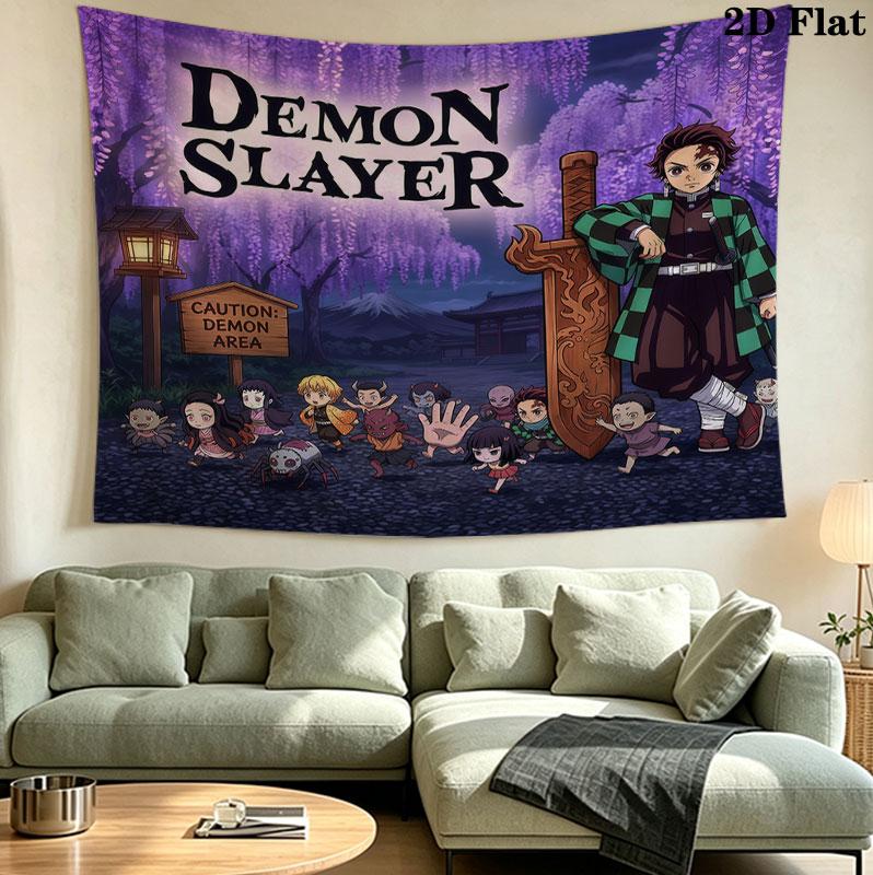 Gobelin Ścienny Demon Slayer Estetyczna Dekoracja Ścienna Koc z Drukowanej Tkaniny Dekoracyjne Gobeliny Do Sypialni Salonu Wystrój Domu