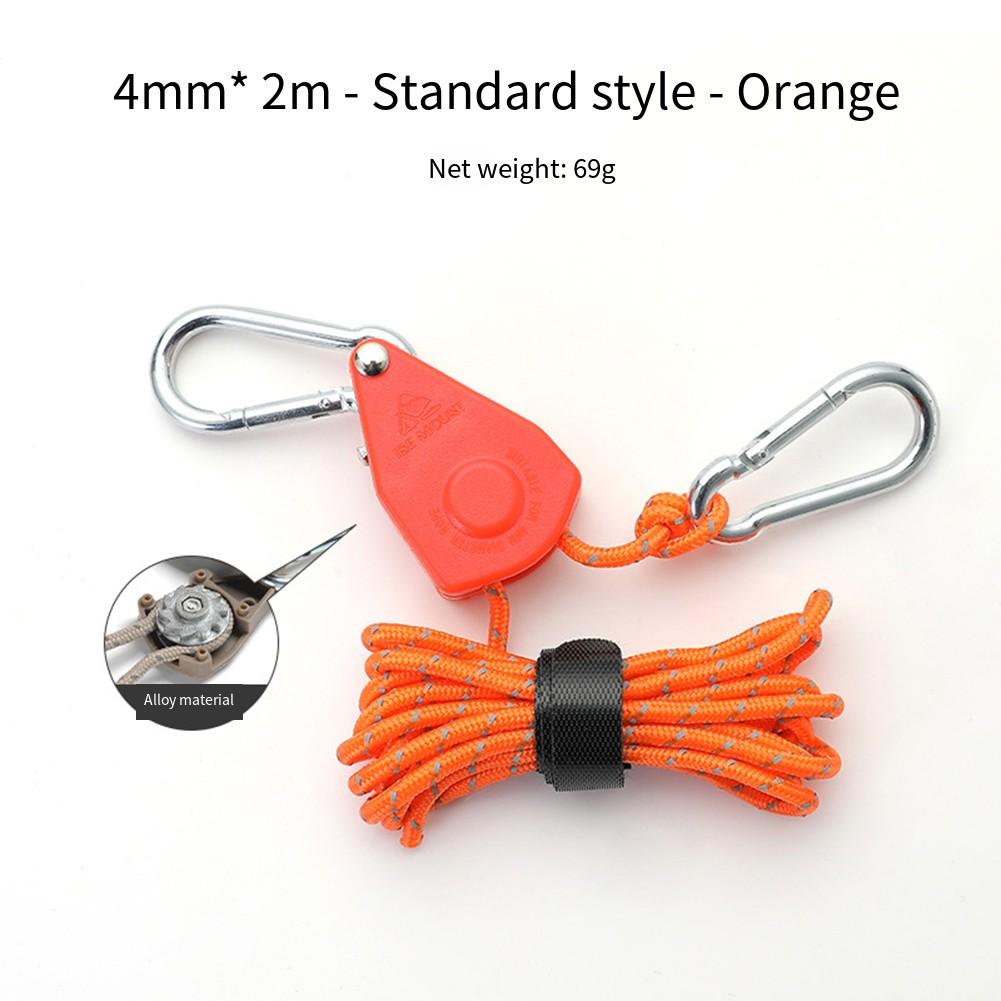 150kg Break Strength Heavy Duty Pulley Reflective Guyline Rope Tent Cord Orange (4mm*2 m)