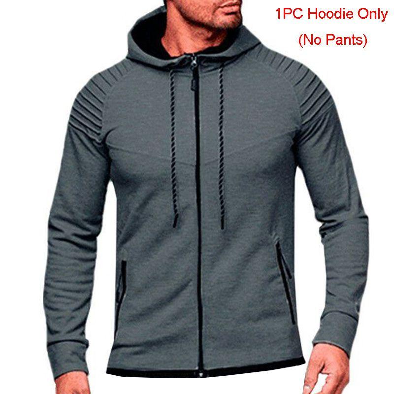 Stylish Men's Tracksuit Set With Hooded Jacket And Adjustable Waistline Pants
