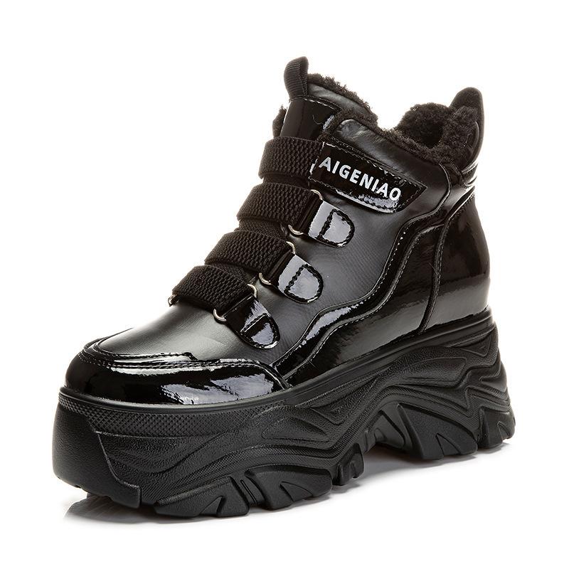 High-top shoes autumn and winter platform cotton shoes casual inner height increase small ins tide velvet shoes