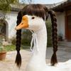 Porch Goose Wig Cute Goose Statue Braid Wig Funny Double Braids with Adjustable Elastic Band for Lawn Goose Statue Yard Garden Outdoor Decoration