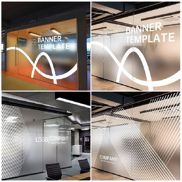 Gradient Frosted Glass Film: Semi-Transparent Office Partition Sticker.