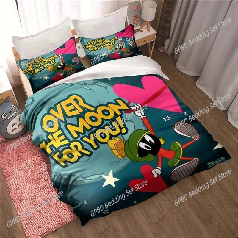 Cartoon Marvin Martian Comfortable Duvet Quilt Cover Pillowcase Bedding Set Children Bedroom Decoration Home Textile