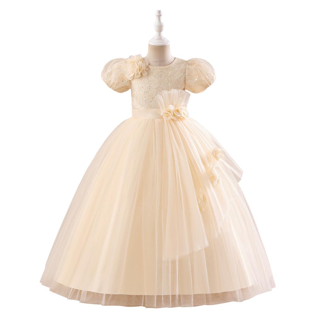 Girls Long Dress Piano Performance Clothes Mesh Children's Dress