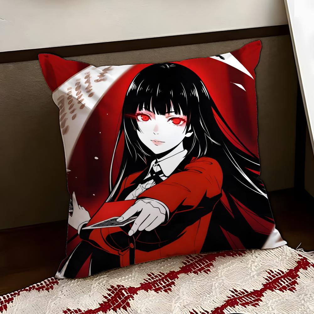 KKakegurui Anime Cushion Cover Reversible Soft Durable Pillow Cover Home Car MultiScene Use for Daily Comfort