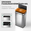 60 L Sensor Can, Sensor Bin with Soft-Close Lid, Fingerprint-Proof Stainless Steel, Silver Tone