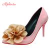 Aphixta  Hot Sale Flowers 3.94inch/10cm Red Stiletto Heels Pumps Women Office Casual Shoes Heels Big Size 45 46 47 48 49 50