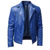 2022 Men's Fashion PU Leather Biker Jacket with Stand Collar - European and American Style