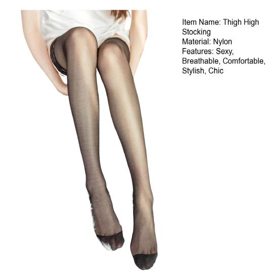 Thigh High Stocking for Women Sheer Nylon Lace Top Pantyhose Anti-slip Over-Knee Silky Stocking for Nightclub Daily Wear