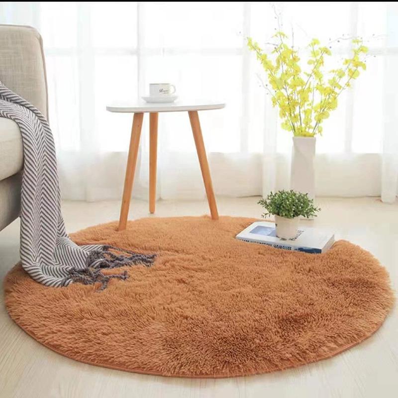Einfache kreisförmige Matte Wohnzimmer Schlafzimmer Badezimmertür Rutschfeste dicke Kaschmirimitat Teppich Fußmatte