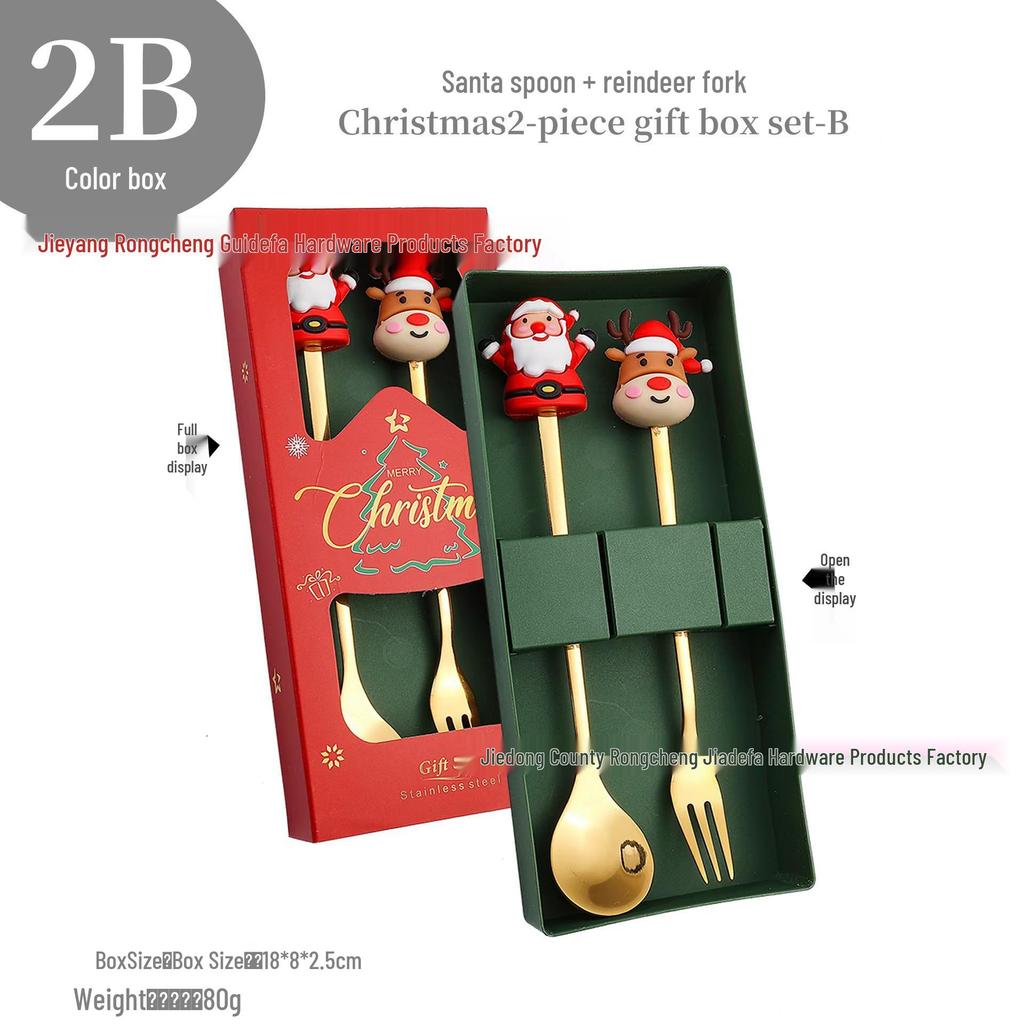 Weihnachtsbaum Edelstahl Löffel- und Gabelset - Kreatives Dessert- und Kaffee-Besteck
