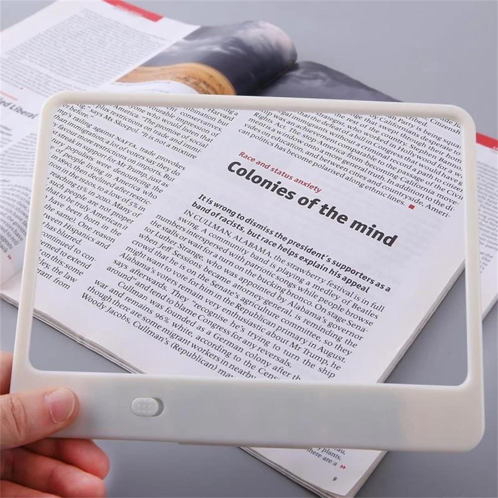 3X Lightweight Full Page Magnifying Sheet with LED Lights for Books Reading Kids Seniors Crafts Stamps Maps