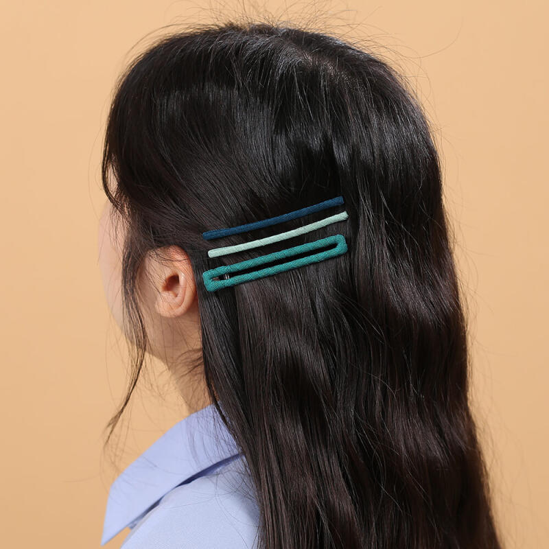 Square Clip + Colored Hairpin 2-piece Set (Blue)