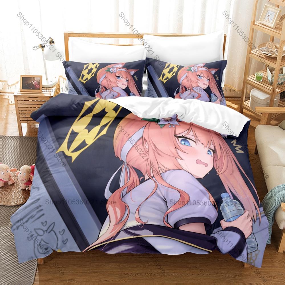 NEKOPARA OVA Themed Duvet Cover + 2 Pillowcases, Kawaii Cat Maid Anime Graphic Bedding Set Home Dorm Decoration