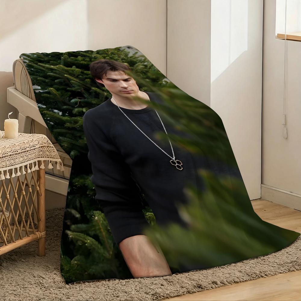 Ian Somerhalder Throw Lightweight 240g Flannel Blanket Soft Skin-friendly for Summer Cooling 75X95CM