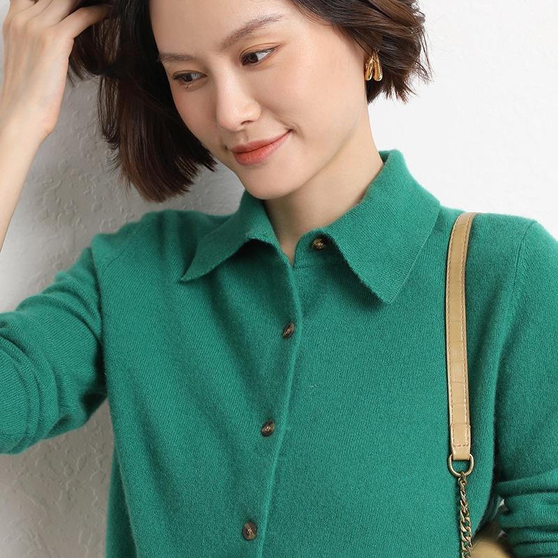 

Новая рубашка с воротником ПОЛО для женщин, модный свободный вязаный кардиган с длинными рукавами, темпераментный пиджак с лацканами, женский свитер 2XL