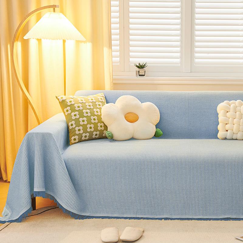 Nordic Style Dustproof Sofa Blanket - Single to Three-Seater, Four Seasons, Full Cover Cushion Towel