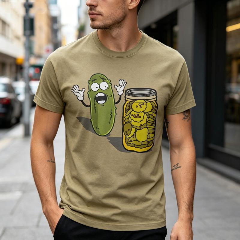 Funny Pickle Jar Graphic T Shirt Cute Pickle Lover Print Tee Unisex Unisex Soft Cotton Crew Neck Short Sleeve Trendy Streetwear