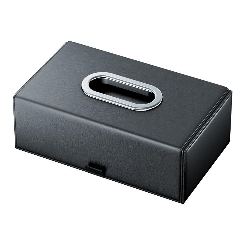 

Car Armrest Tissue Box Leather Auto Seat Back Hanging Tissue Box Holder Paper Drawer Storage Case Car Sunroof Napkin Organizer чорний