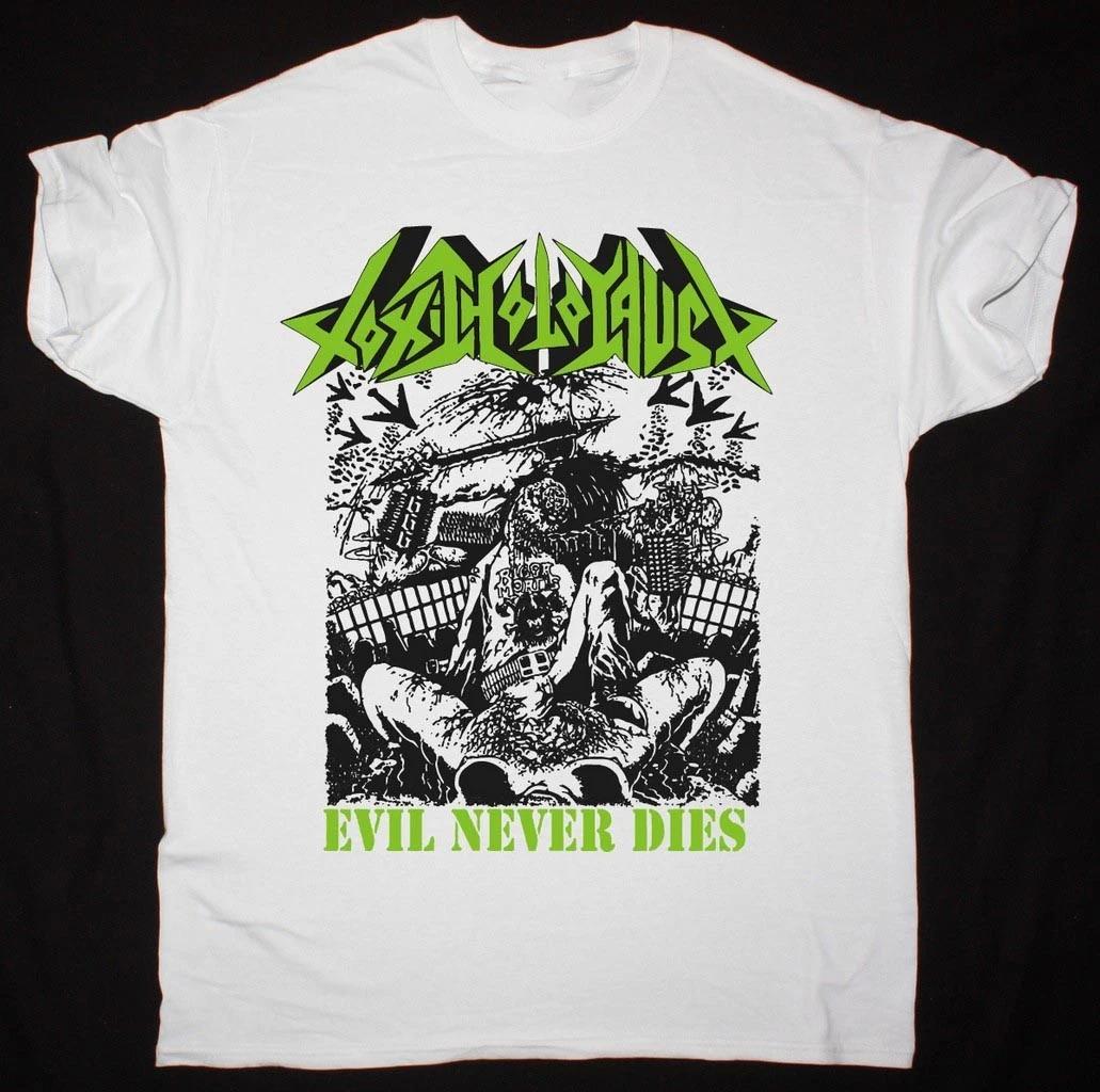 Vtg TOXIC HOLOCAUST EVIL NEVER DIES Cotton White For Men T Shirt TR877 L