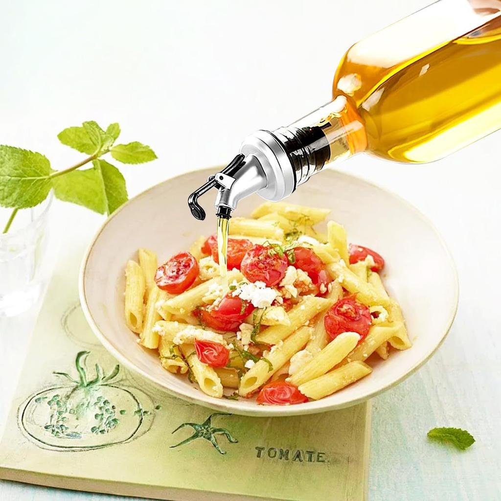 Olive Oil Dispenser Bottle, 2 Pcs Glass Dispenser Set with 2 Stainless Steel Pourers, 4 Labels and 1 Funnel Bottles for Kitchen