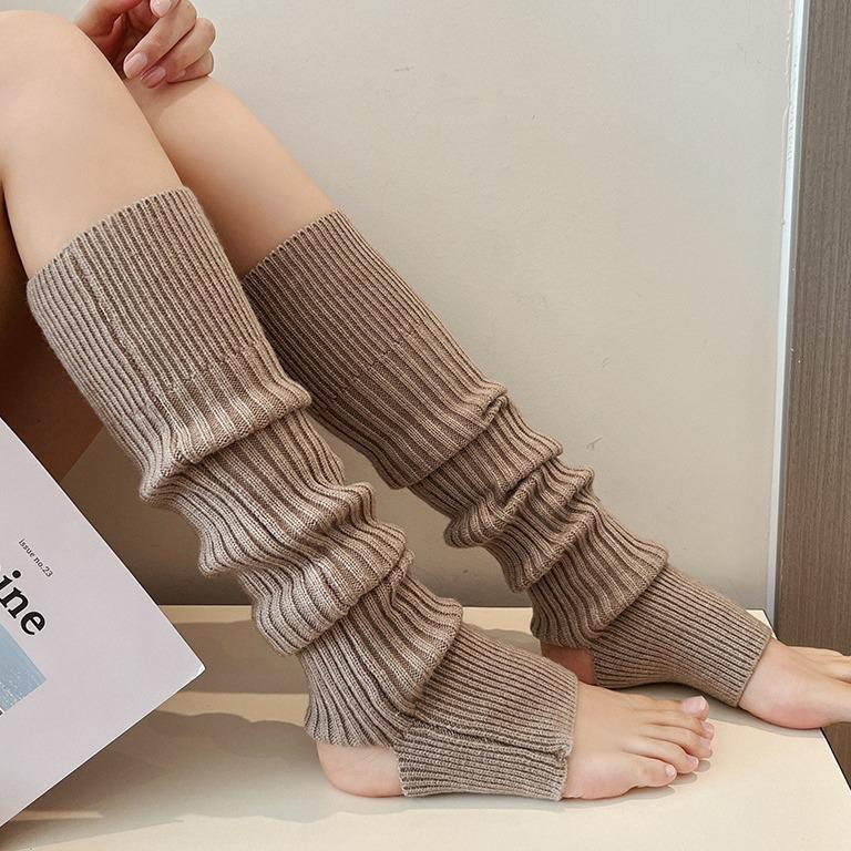Long Socks For Women Stirrupped Leg Warmers Autumn Winter Over Knee Boot Cuffs Girl Knitted Over-the-calf Leggings Socks