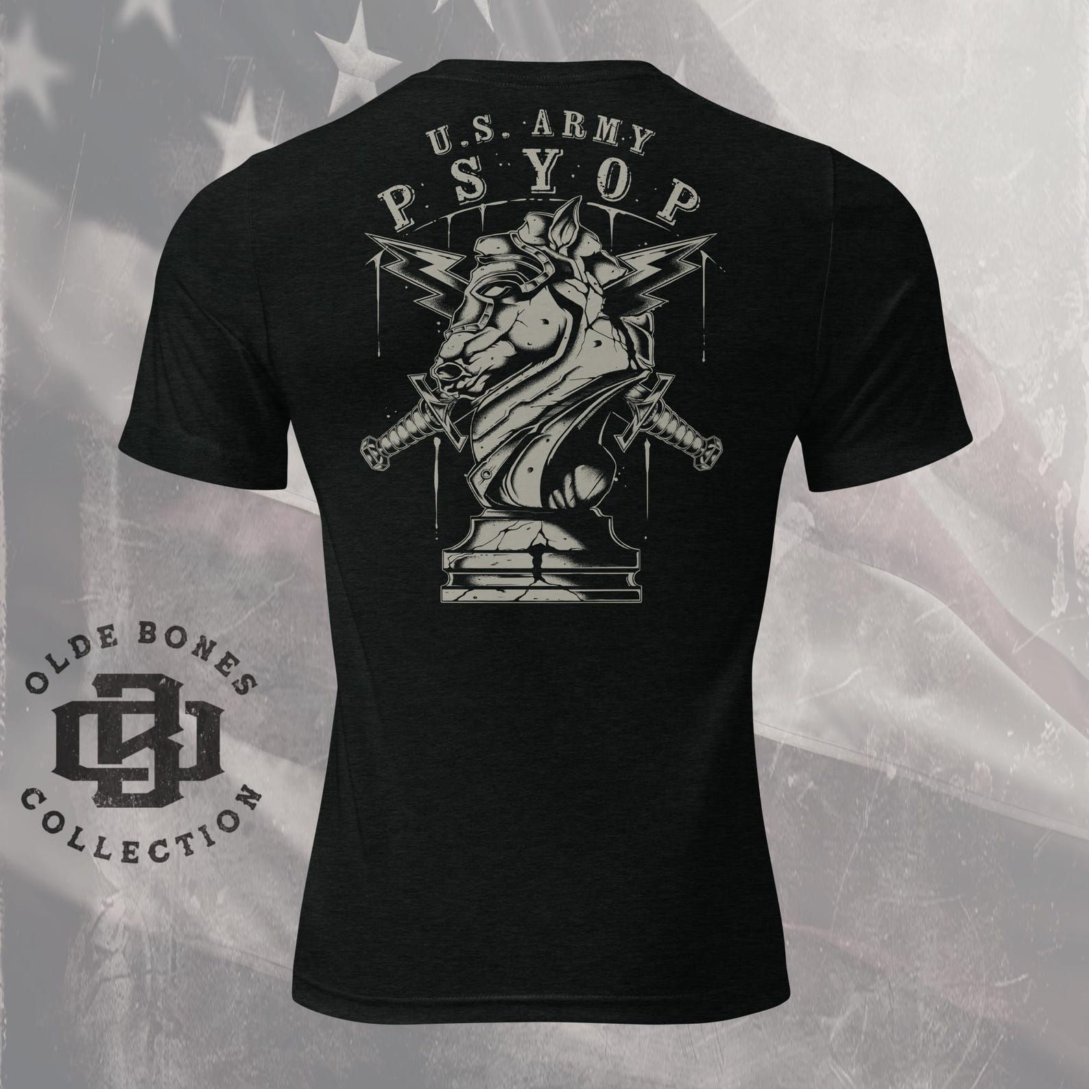 Tri-Blend Black Army PSYOP Military T-Shirt 4XL