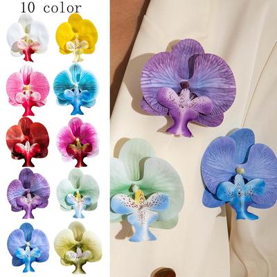 Broches de borboleta e orquídea com simulação 3D de cores dopaminérgicas para primavera e verão, joias femininas para viagens e férias