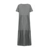 Women's Summer Fashion V-neck Solid Color Large Size Loose Long Large Swing Short-sleeved Dress