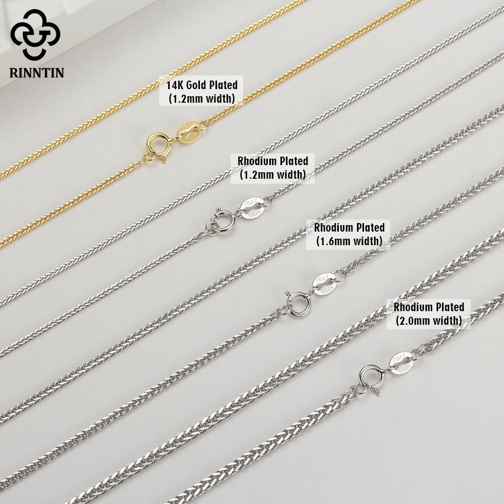 Rinntin 925 Silver Italian Handmade 1.2mm Chopin Chain Necklace for Women Fashion Simple Basic Neck Chain Jewelry SC53