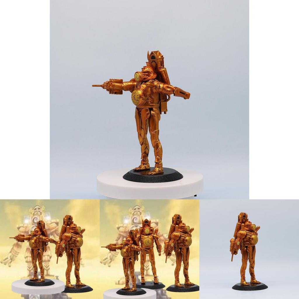 Collectible Golden Clock Man Articulated Figurine Transformable Clock Man King Statue 17cm Pvc
