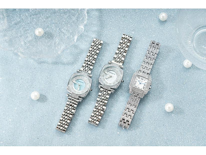 Gypsophila Steel Band Luxury Women's Quartz Watch with Diamond-Set Round Dial