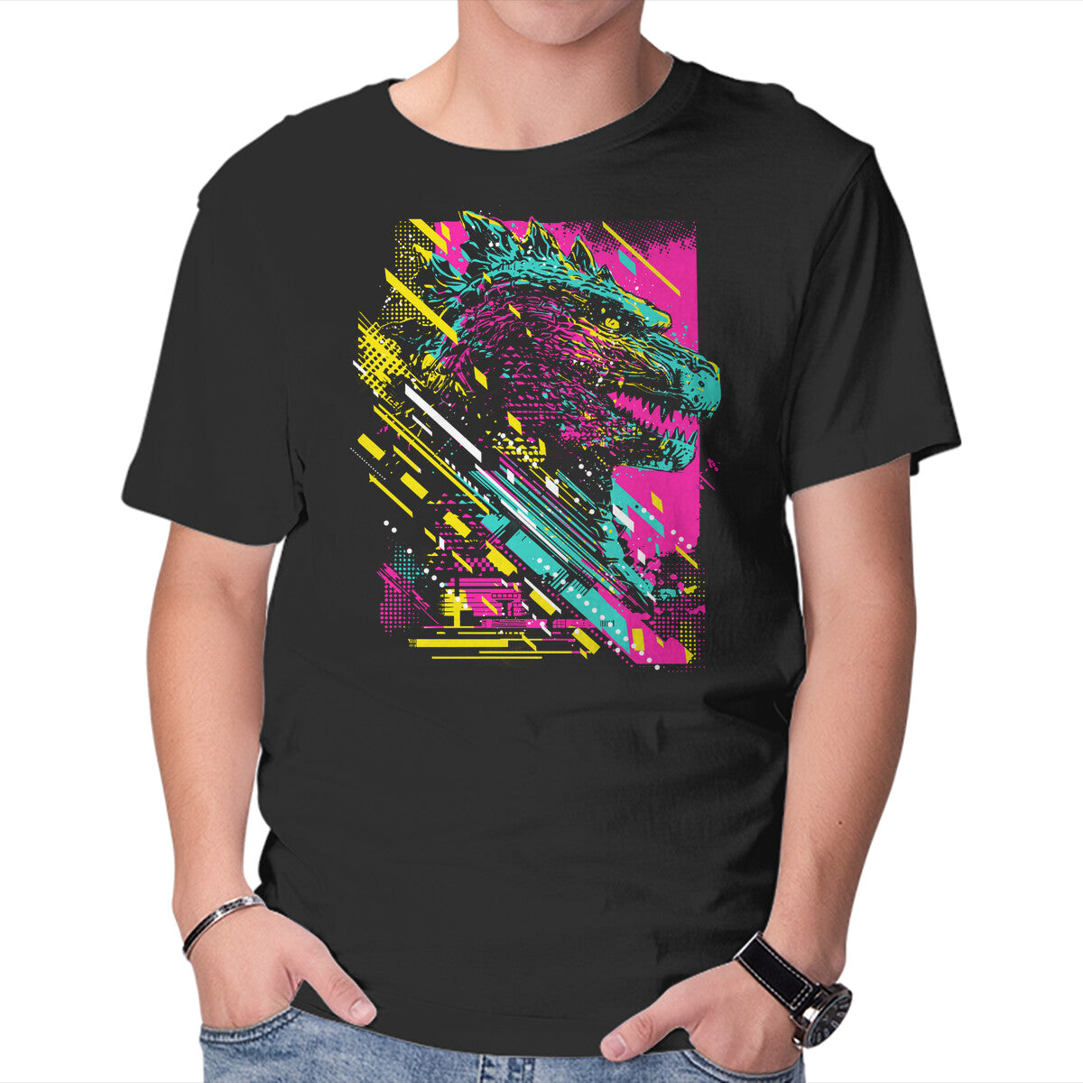 Unisex Crew Neck T-Shirt Synth Kaiju Graphic Short Sleeve Casual Tee XL