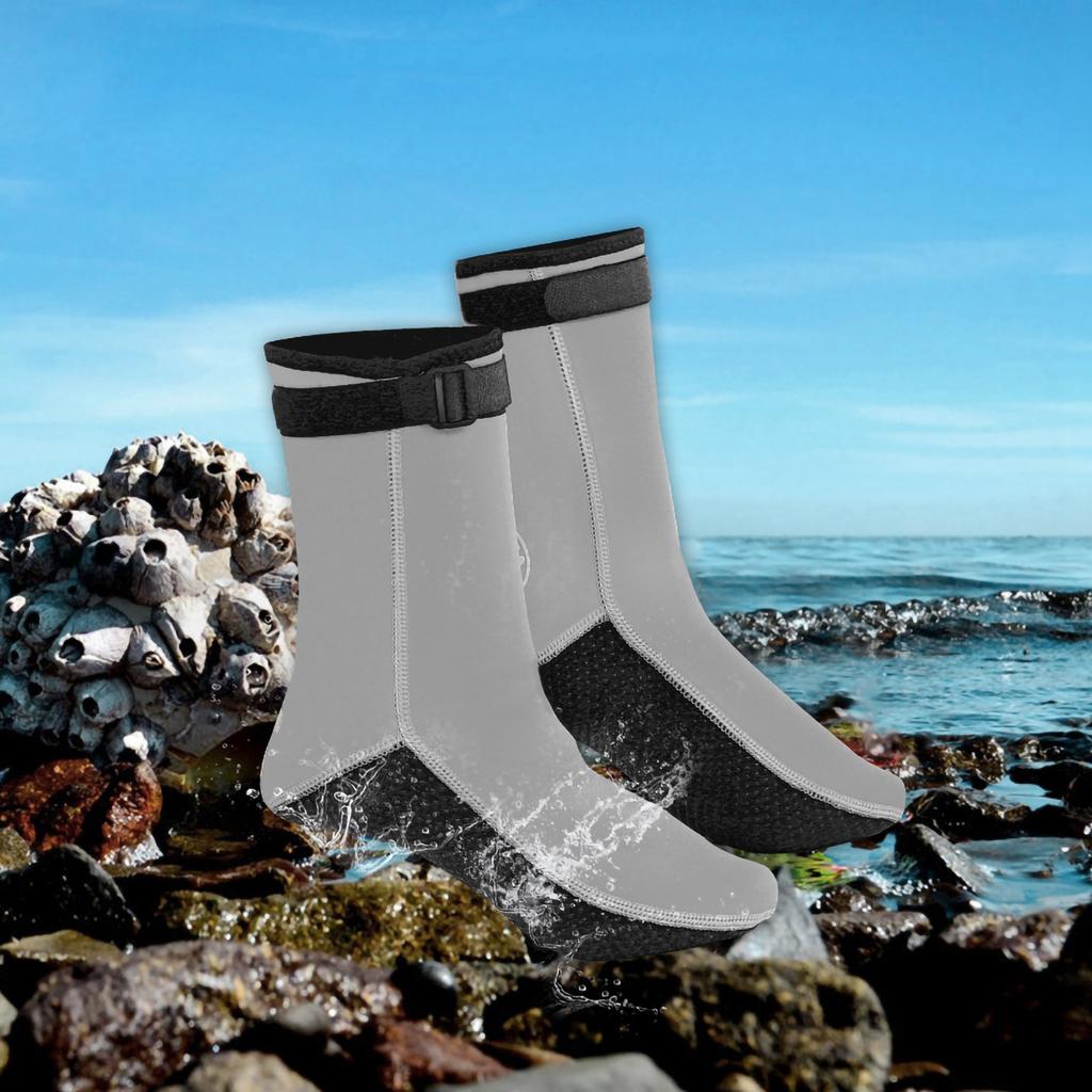 HISEA Snorkeling Socks Anti skid Anti cold for Swimming Diving 3MM Thickness(Grey XL)