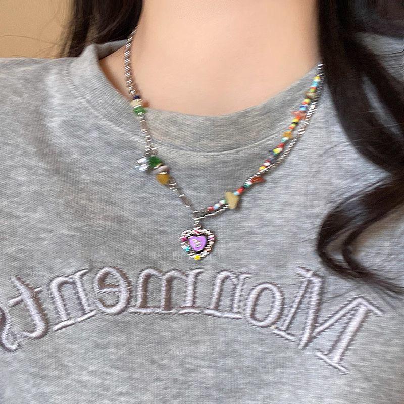Seven-Color Stone Smiley Face Necklace - Y2K Style Women's Light Luxury Choker